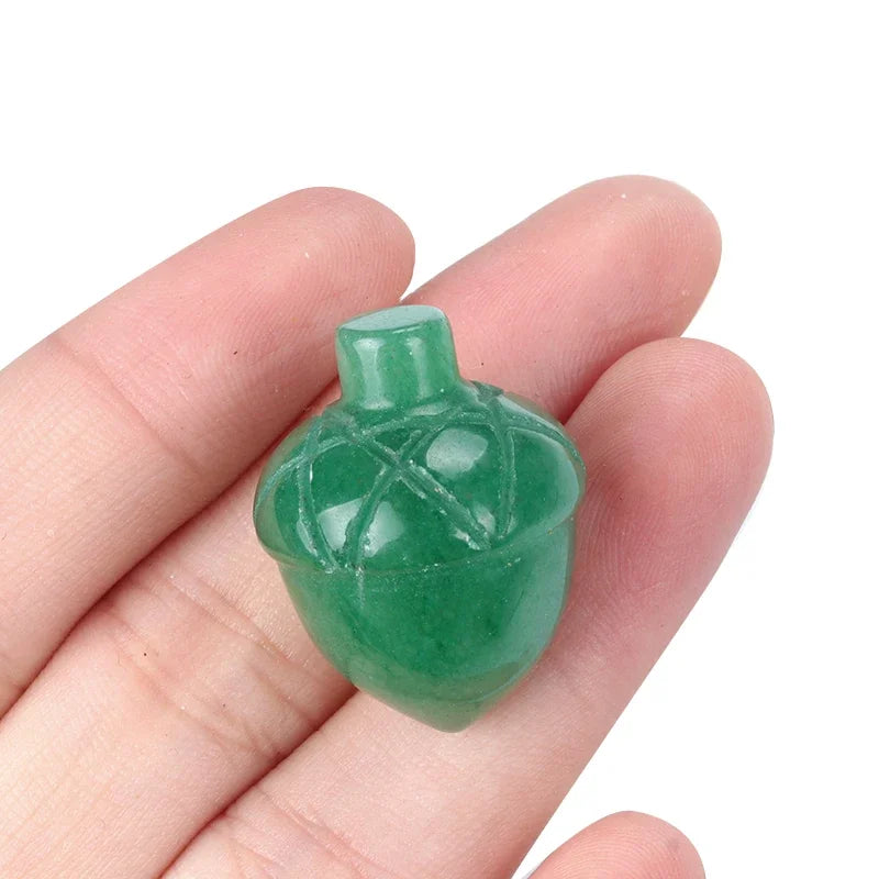 1x Pine Nut (Acorn) Crystal – 20×26 mm Carved Ornament (No Hole)