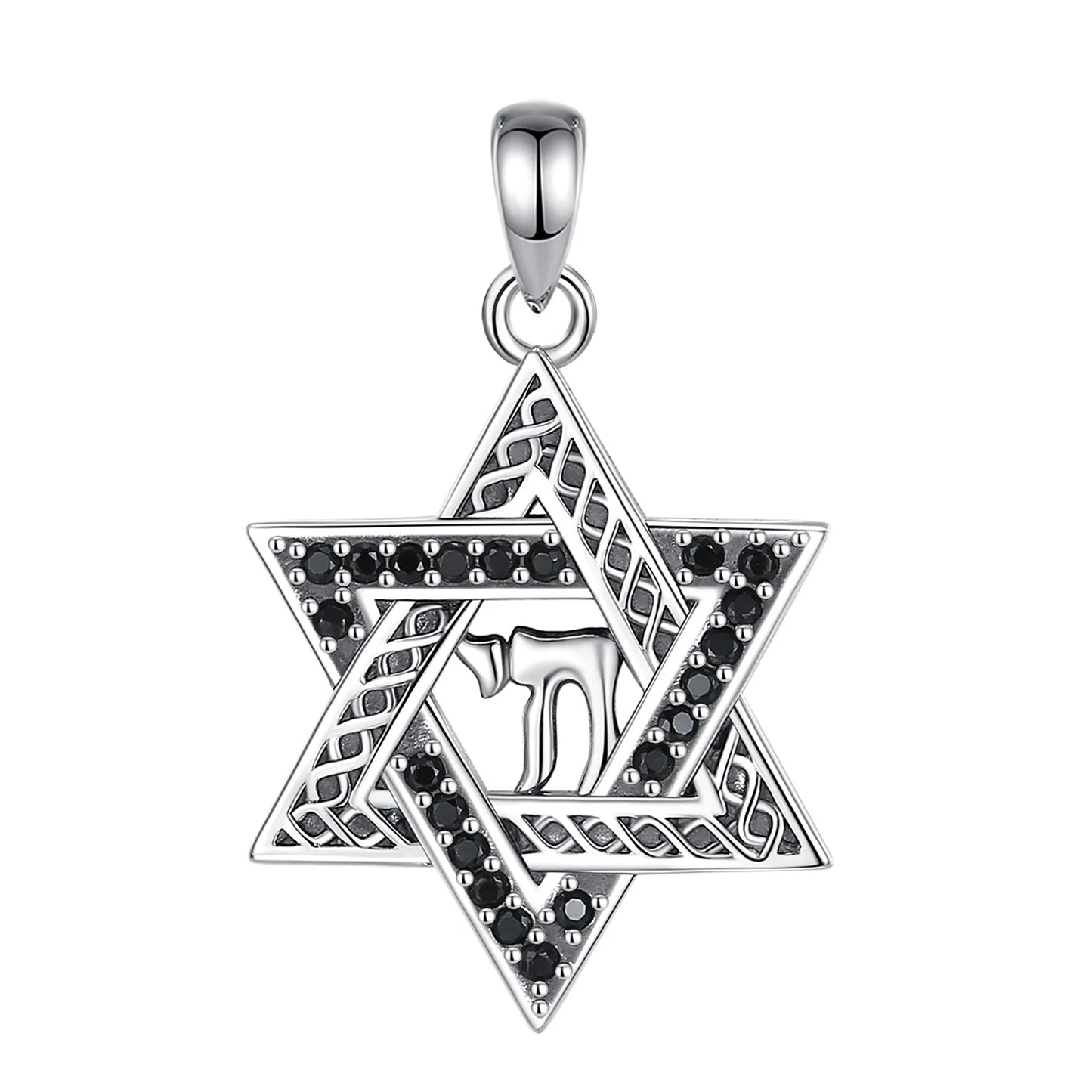 Pendentif Étoile de David en argent sterling 925 Eudora – Collier amulette hexagramme vintage YHWH | Bijou religieux, cadeau pour femmes et hommes 