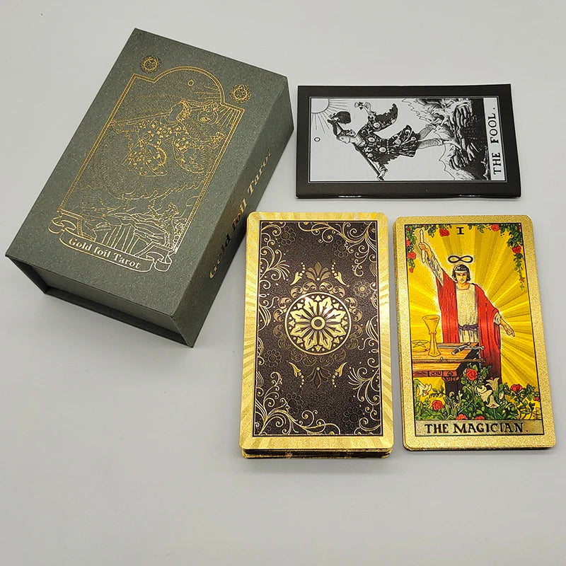 Black Gold Foil Tarot Cards – Plastic Rider Oracle Deck (New Version)