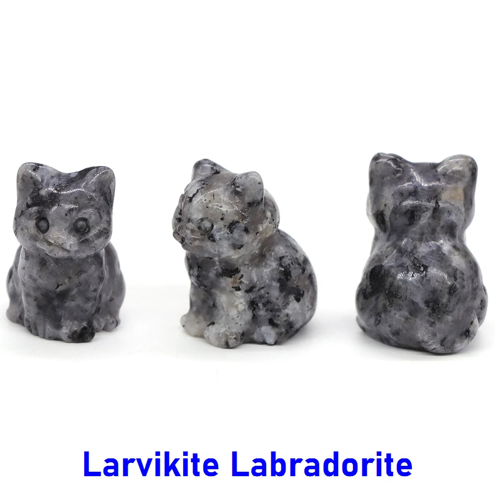 10x Hand-Carved Crystal Cat – 30 mm Mini Figurine (Multi-Stone Collection)