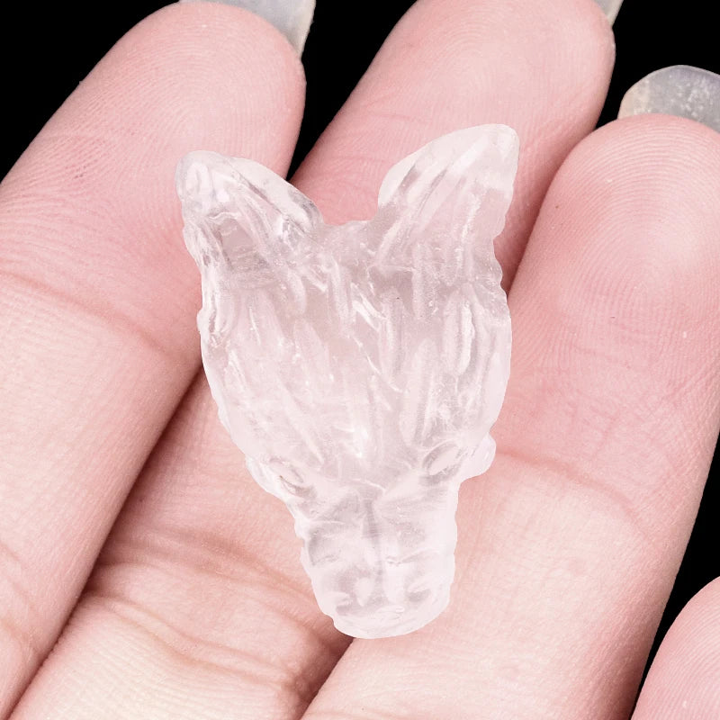 1x 27x25 mm Carved Wolf Head Crystal – Multi-Stone Collection