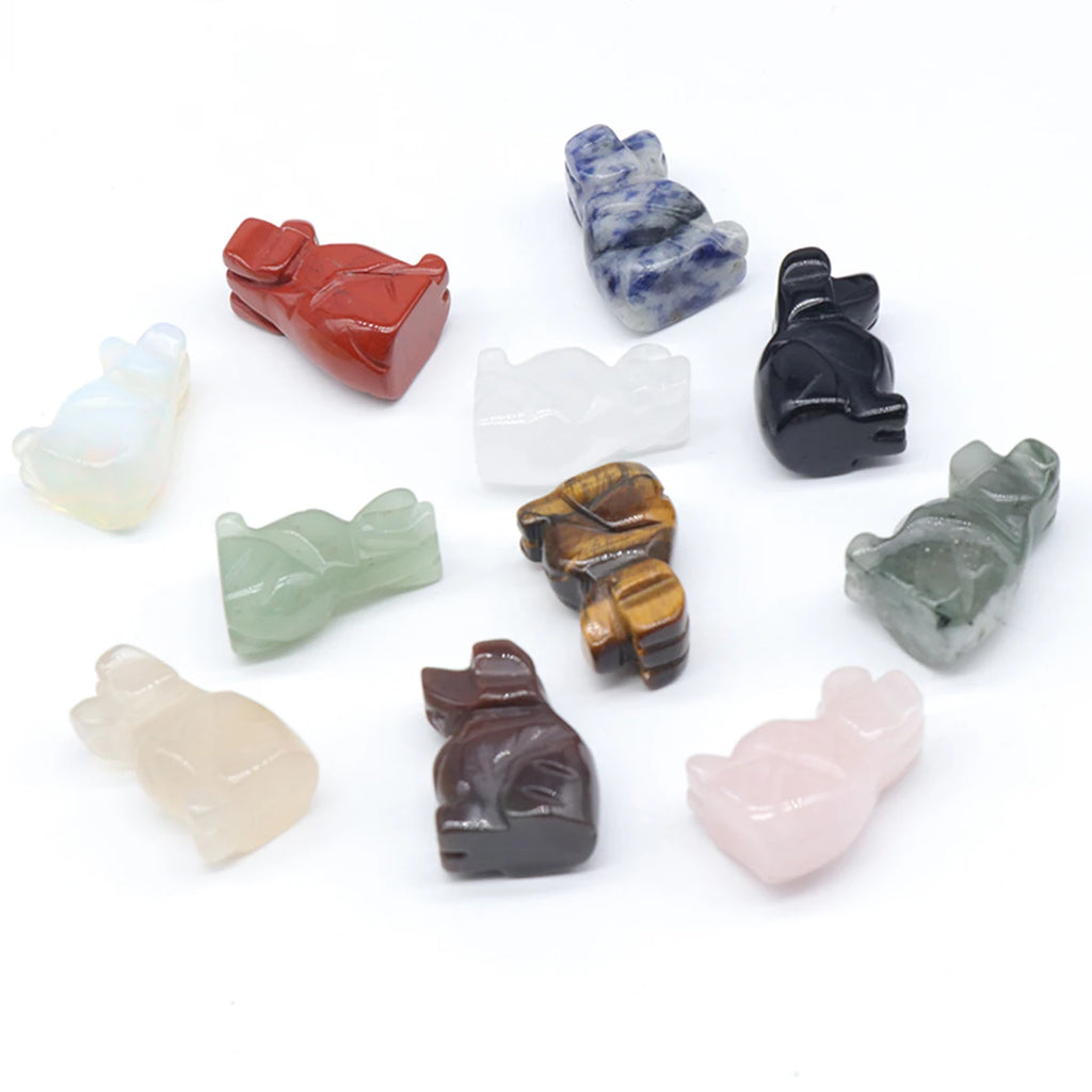 1x Hand-Carved Crystal Dog – 27×17 mm Mini Figurine (Multi-Stone Collection)