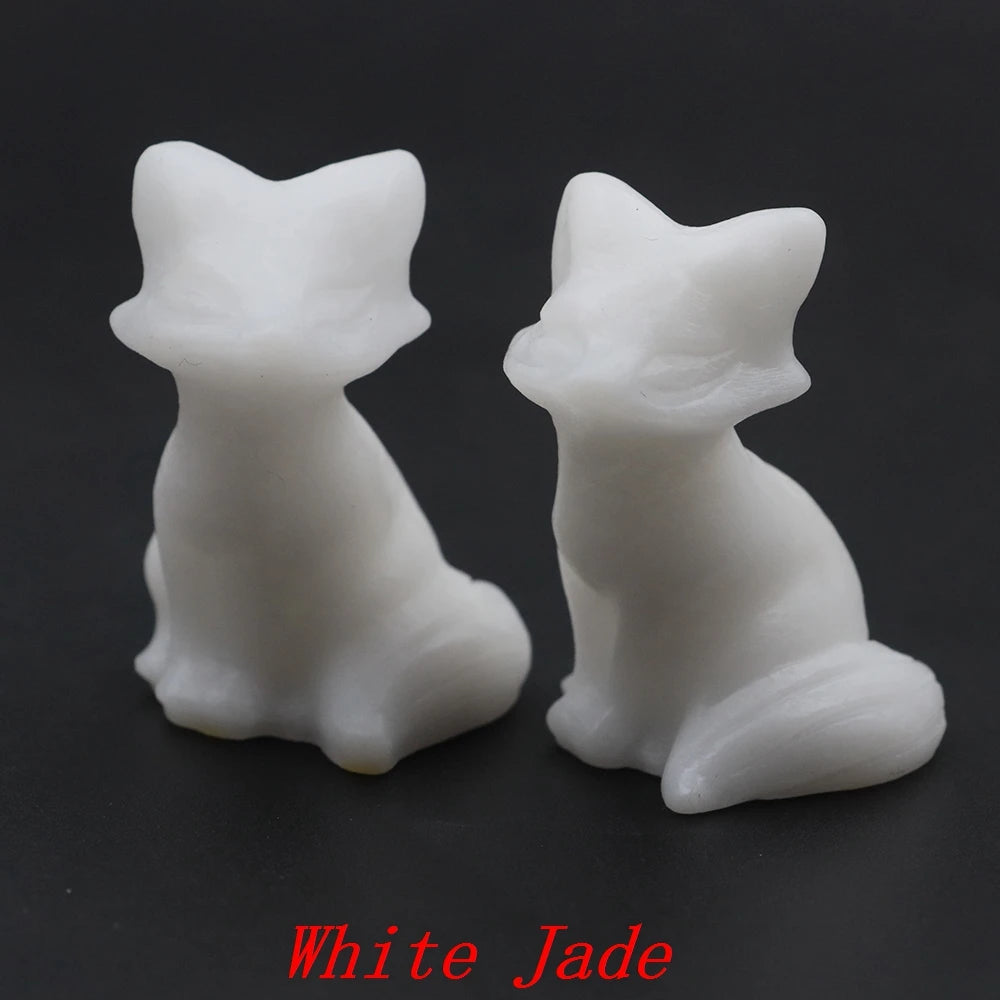 10x Hand-Carved Crystal Fox – 40 mm Figurine (Multi-Stone Collection)