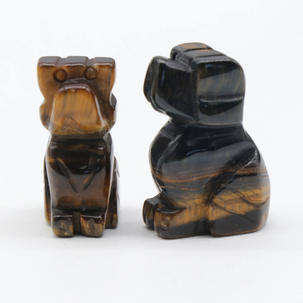 1x Hand-Carved Crystal Dog – 27×17 mm Mini Figurine (Multi-Stone Collection)