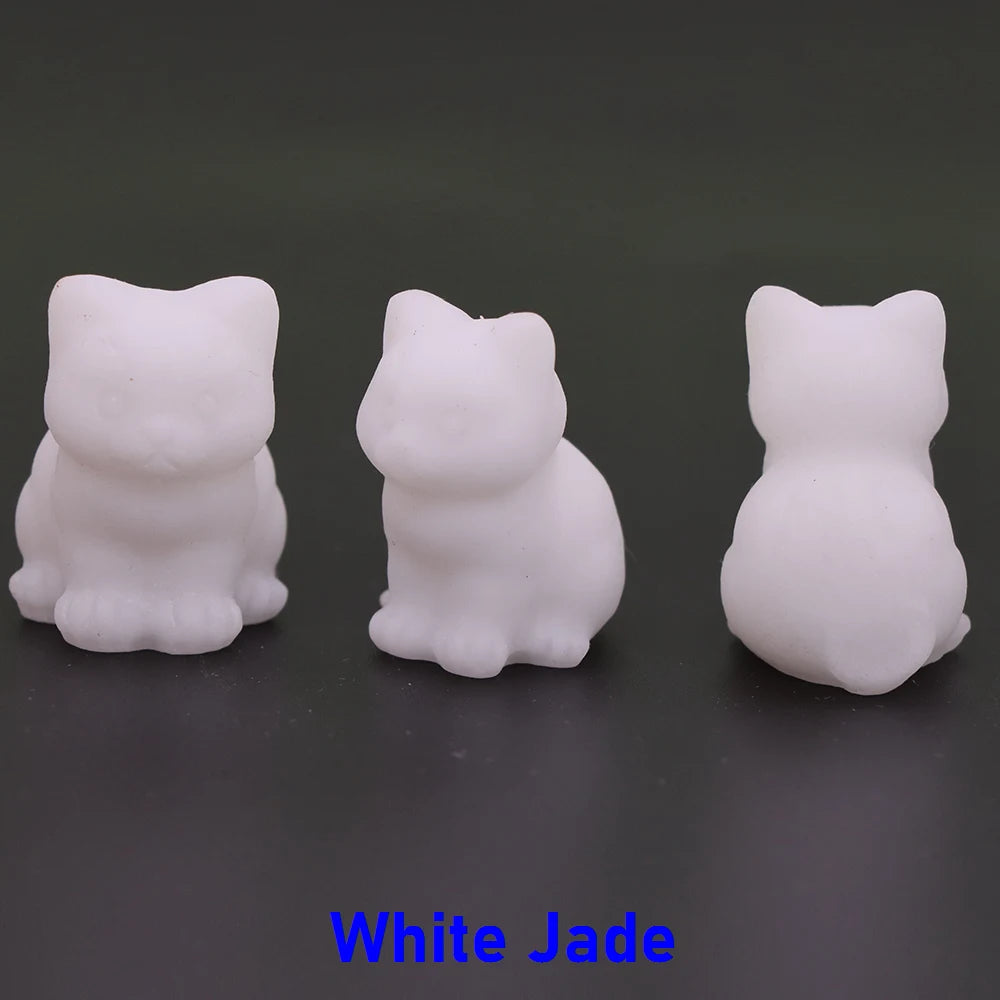 5x Hand-Carved Crystal Cat – 30 mm Mini Figurine (Multi-Stone Collection)