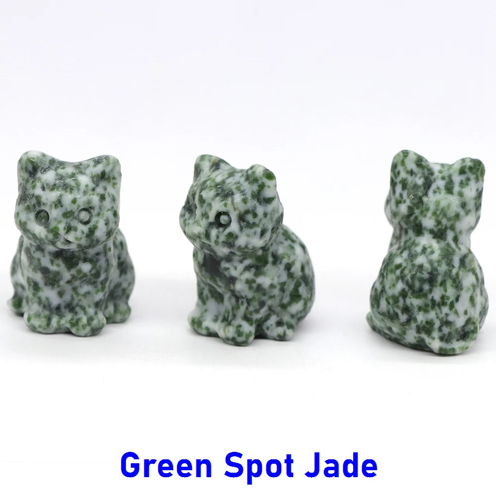 20x Hand-Carved Crystal Cat – 30 mm Mini Figurine (Multi-Stone Collection)