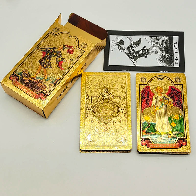 Black Gold Foil Tarot Cards – Plastic Rider Oracle Deck (New Version)