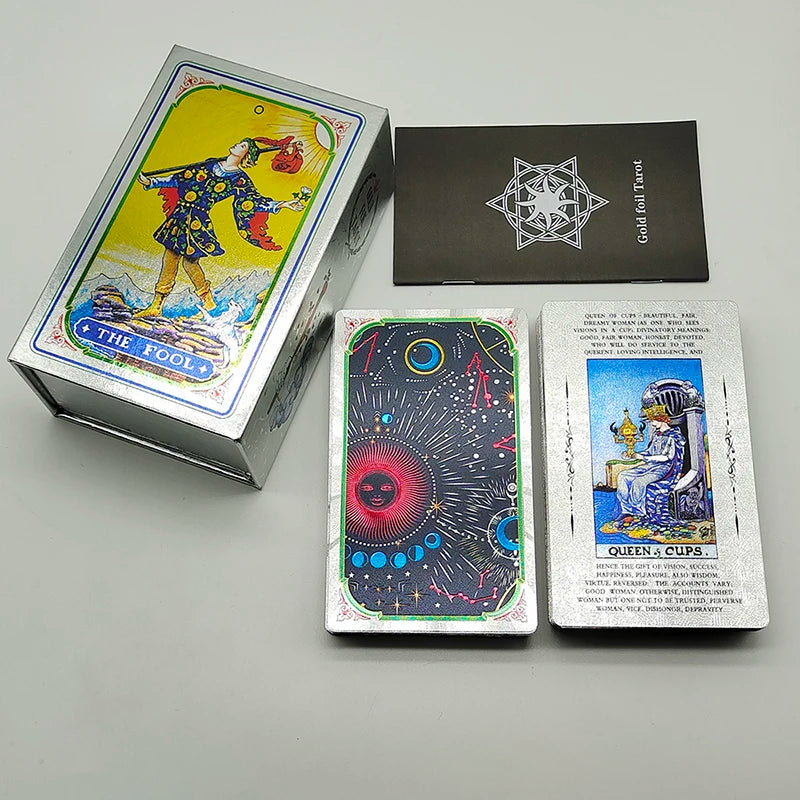 Black Gold Foil Tarot Cards – Plastic Rider Oracle Deck (New Version)