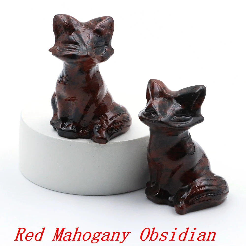 10x Hand-Carved Crystal Fox – 40 mm Figurine (Multi-Stone Collection)