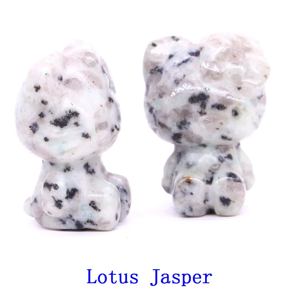 1x Hand-Carved Crystal “Hello Kitty” – 36×25×20 mm Cute Cartoon Cat (Multi-Stone Collection)