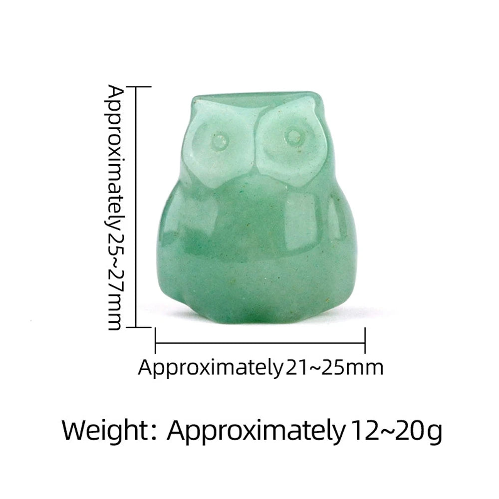 1x Hand-Carved Crystal Owl – 18×27 mm Mini Ornament (Multi-Stone Collection)