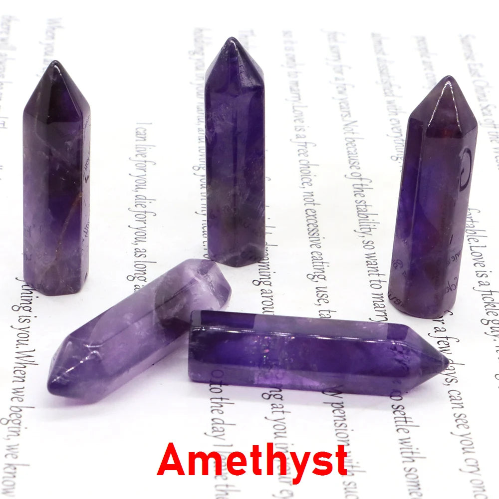 5x 40 mm Crystal Point Wand (Quartz Tower) – 30-Color Collection