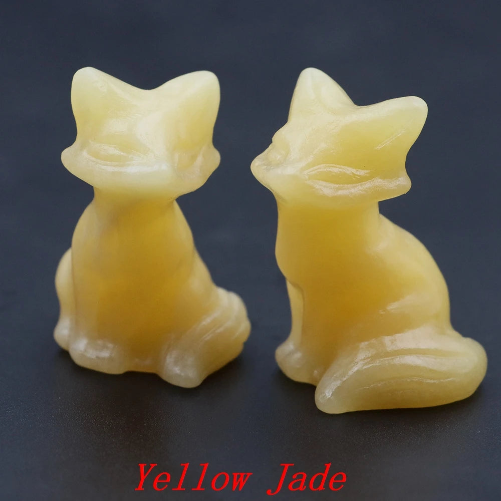 1x Hand-Carved Crystal Fox – 40 mm Figurine (Multi-Stone Collection)