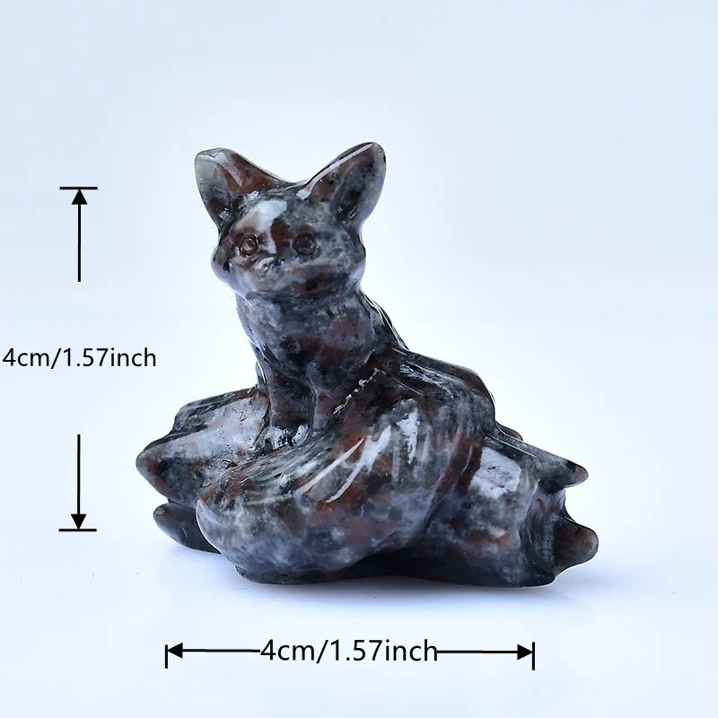 1x Nine‑Tailed Fox Crystal – 40 mm Carved Figurine (Multi‑Stone Collection)