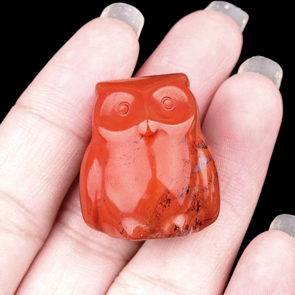 1x Hand-Carved Crystal Owl – 18×27 mm Mini Ornament (Multi-Stone Collection)