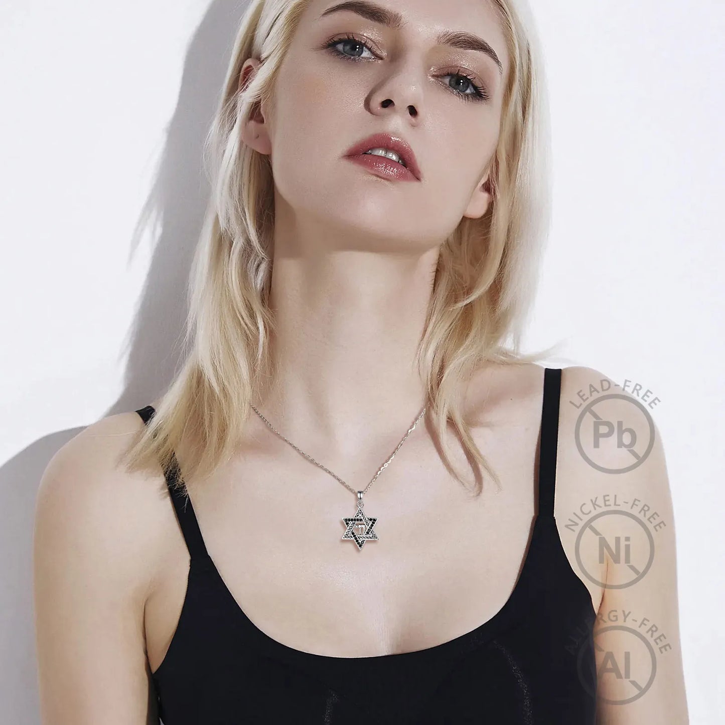Pendentif Étoile de David en argent sterling 925 Eudora – Collier amulette hexagramme vintage YHWH | Bijou religieux, cadeau pour femmes et hommes 