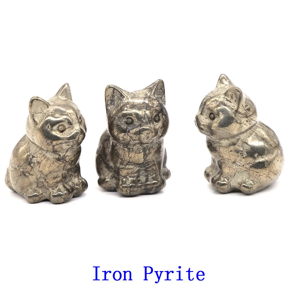 10x Hand-Carved Crystal Cat – 30 mm Mini Figurine (Multi-Stone Collection)