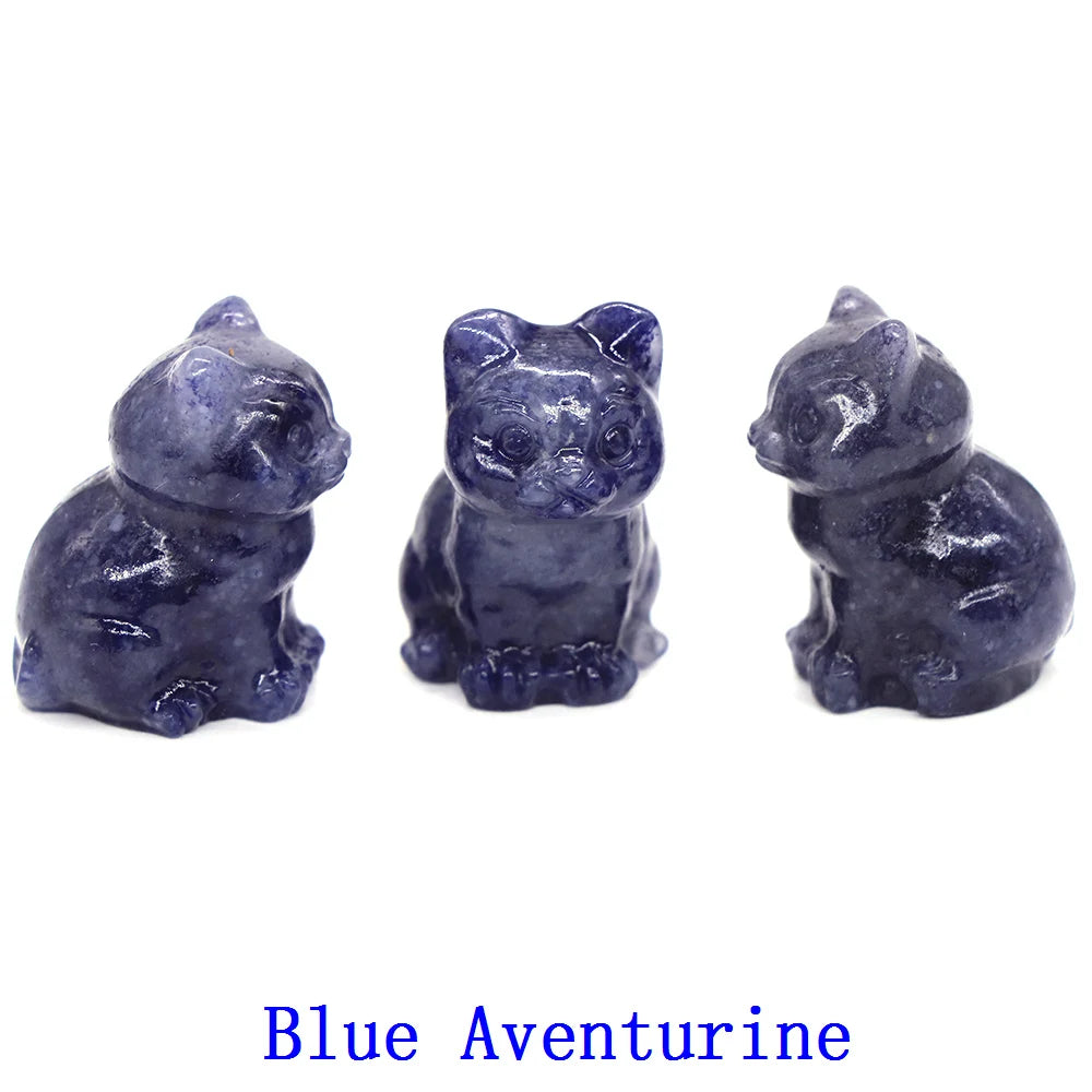 1x Hand-Carved Crystal Cat – 30 mm Mini Figurine (Multi-Stone Collection)