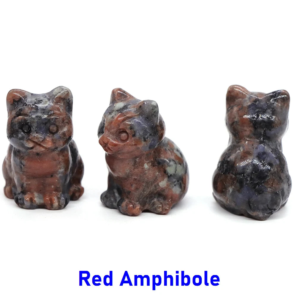10x Hand-Carved Crystal Cat – 30 mm Mini Figurine (Multi-Stone Collection)