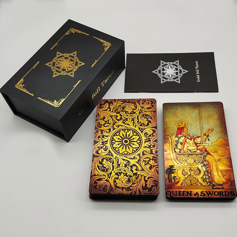 Black Gold Foil Tarot Cards – Plastic Rider Oracle Deck (New Version)
