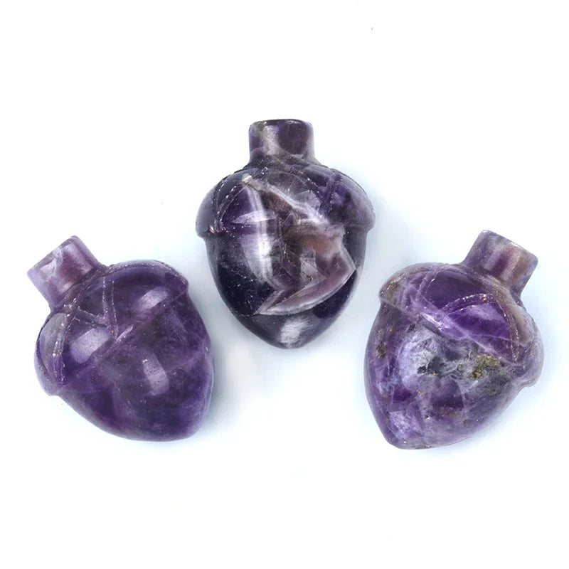 1x Pine Nut (Acorn) Crystal – 20×26 mm Carved Ornament (No Hole)