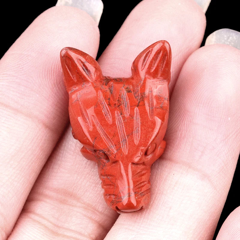1x 27x25 mm Carved Wolf Head Crystal – Multi-Stone Collection