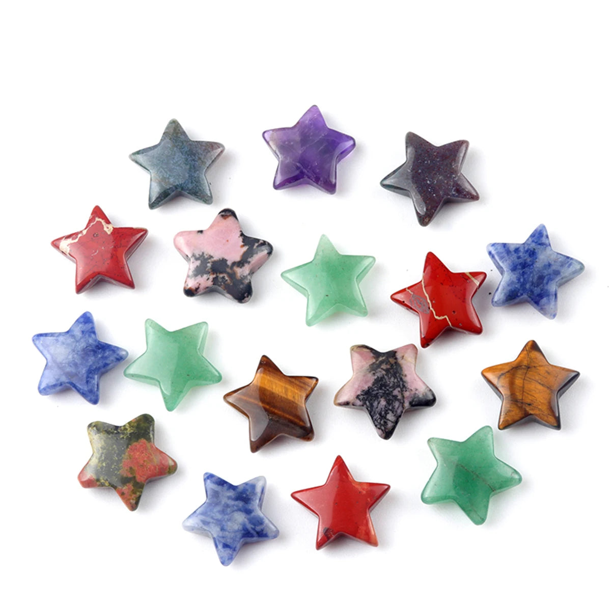 5x Five-Pointed Star Crystal Set – Multi-Stone Collection