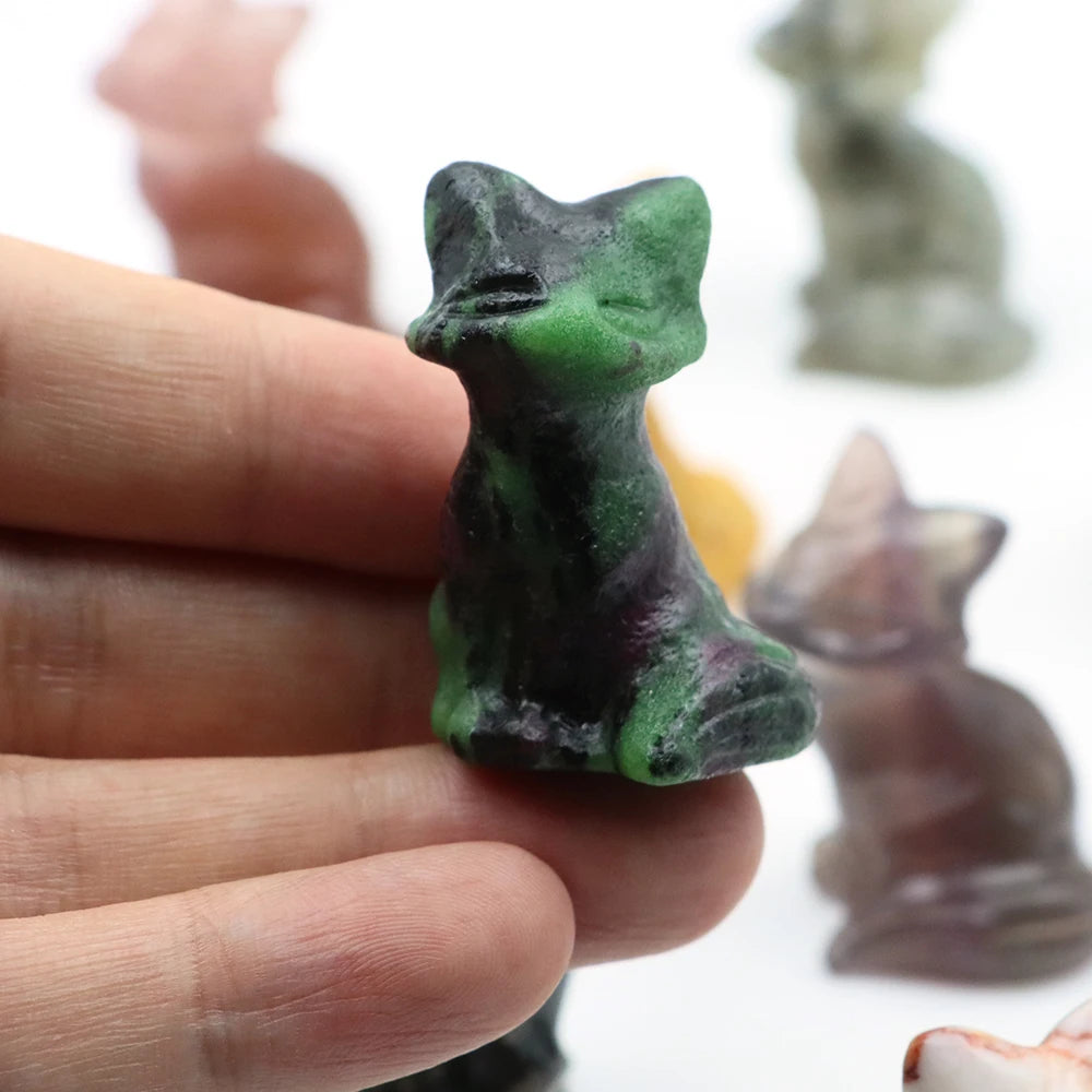 20x Hand-Carved Crystal Fox – 40 mm Figurine (Multi-Stone Collection)