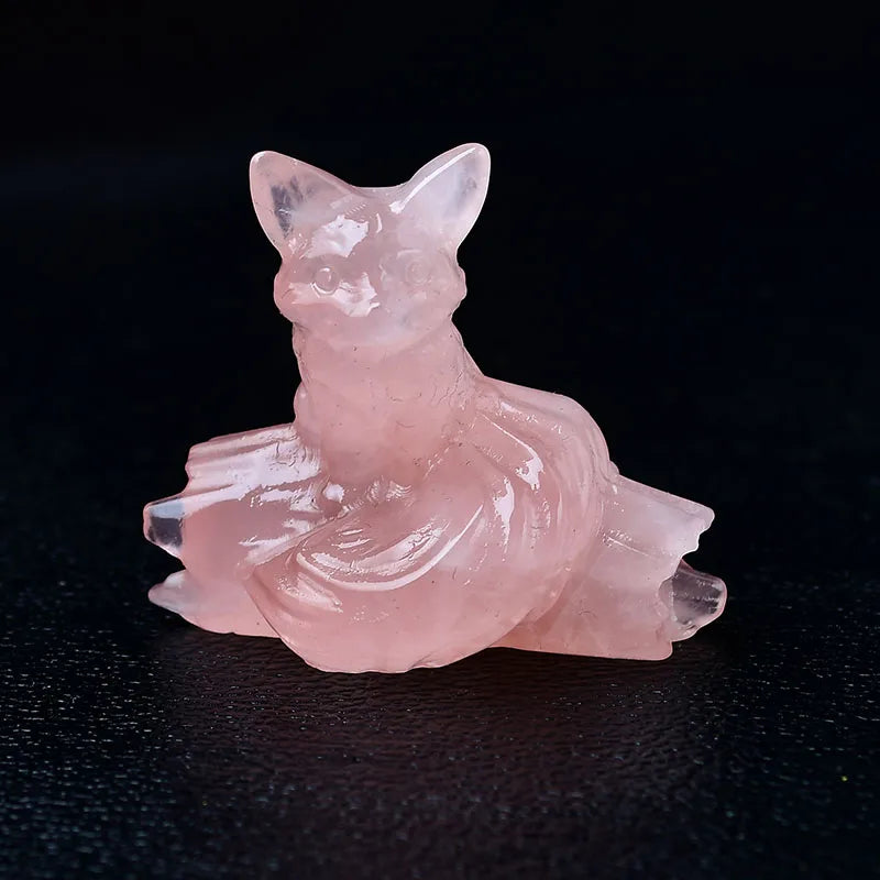 1x Nine‑Tailed Fox Crystal – 40 mm Carved Figurine (Multi‑Stone Collection)