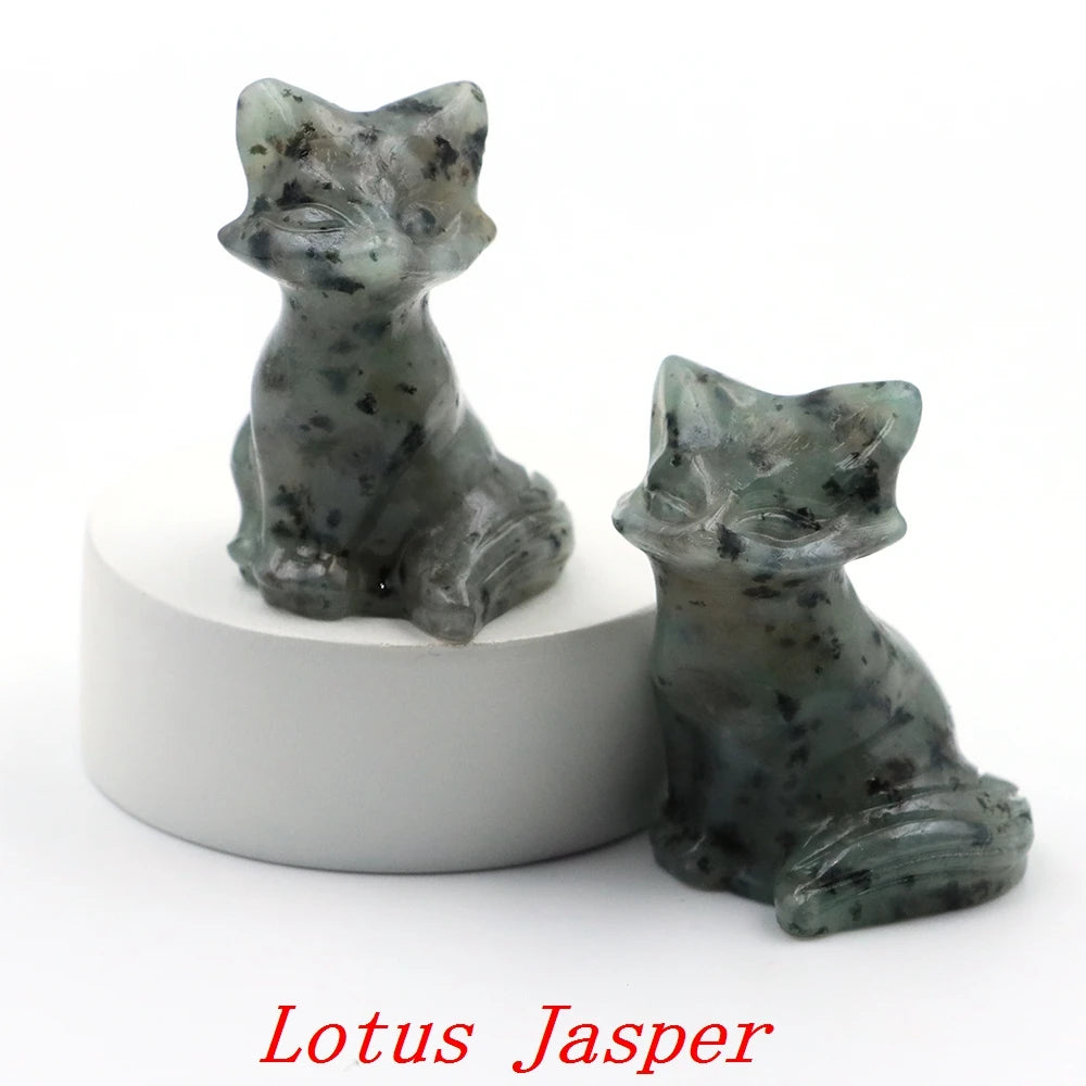 5x Hand-Carved Crystal Fox – 40 mm Figurine (Multi-Stone Collection)
