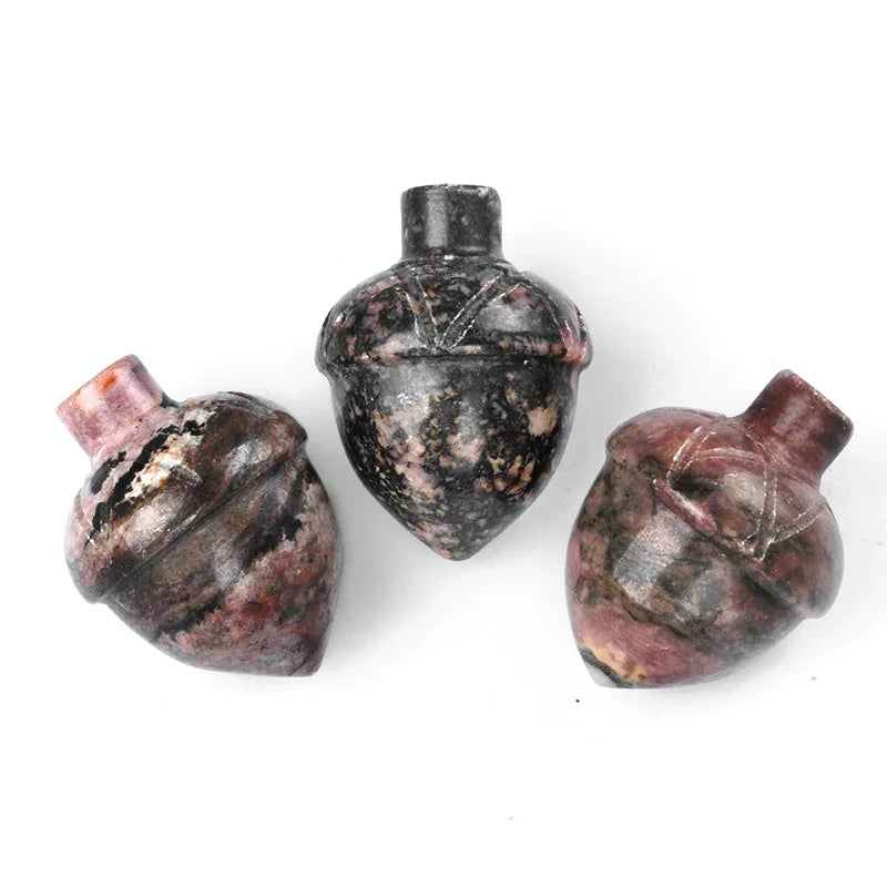 1x Pine Nut (Acorn) Crystal – 20×26 mm Carved Ornament (No Hole)