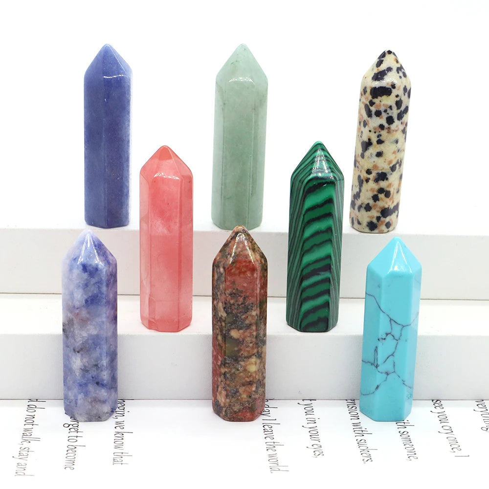 1x 40 mm Crystal Point Wand (Quartz Tower) – 30-Color Collection