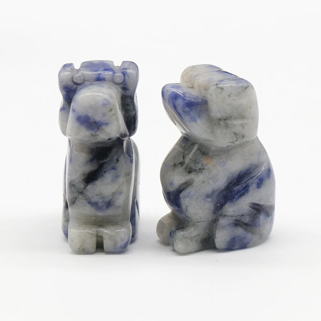 1x Hand-Carved Crystal Dog – 27×17 mm Mini Figurine (Multi-Stone Collection)