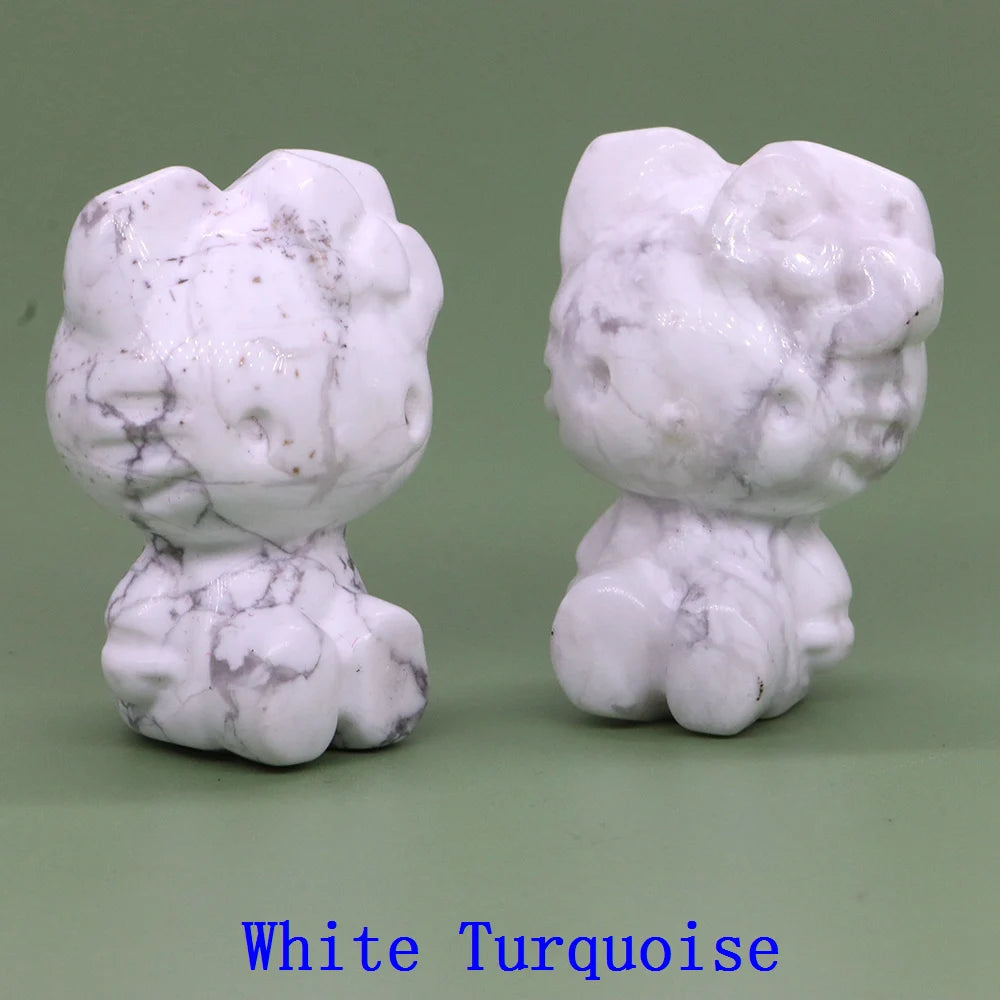 1x Hand-Carved Crystal “Hello Kitty” – 36×25×20 mm Cute Cartoon Cat (Multi-Stone Collection)