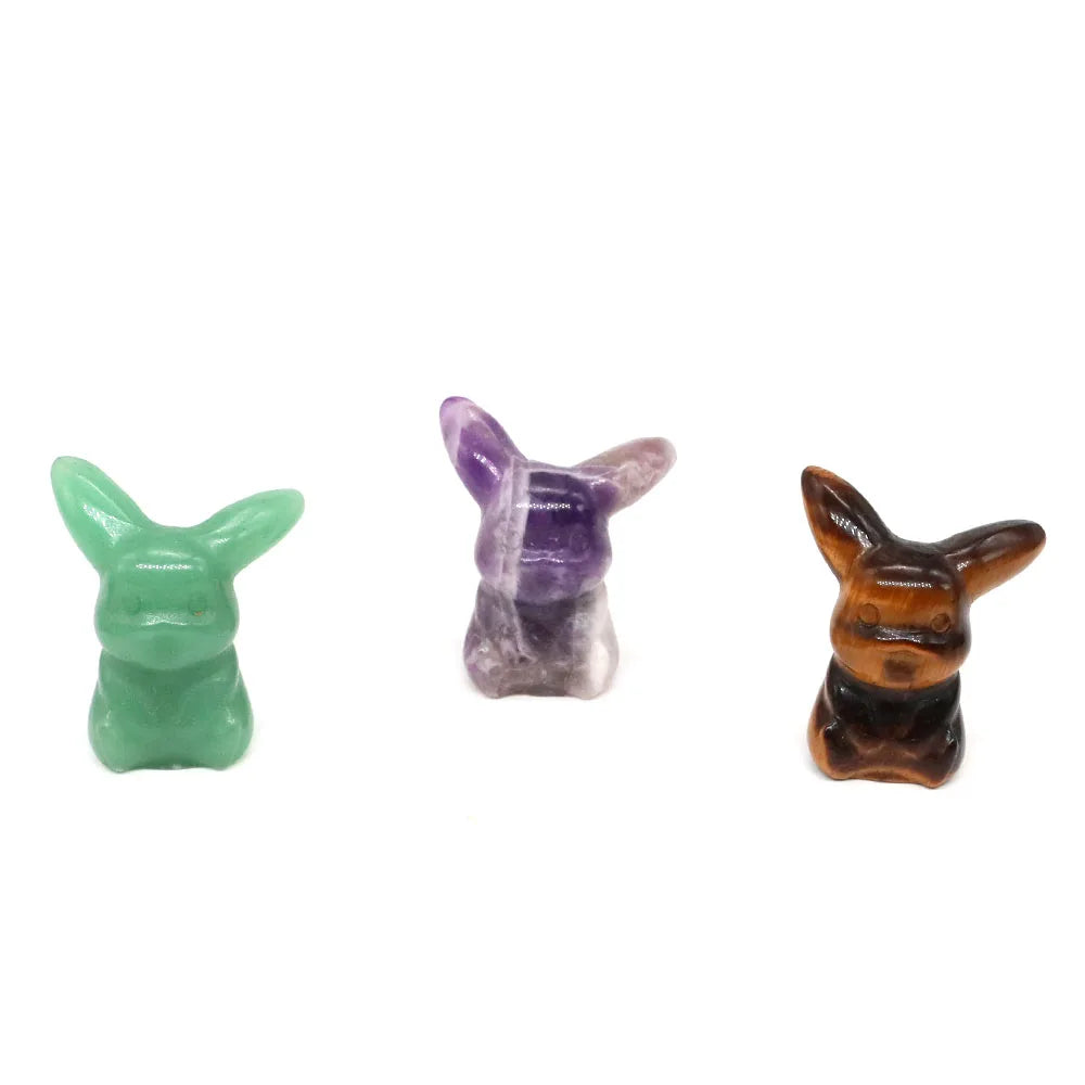 10x Hand-Carved Crystal “Pikachu” – 30 mm Mini Figurine (Multi-Stone Collection)