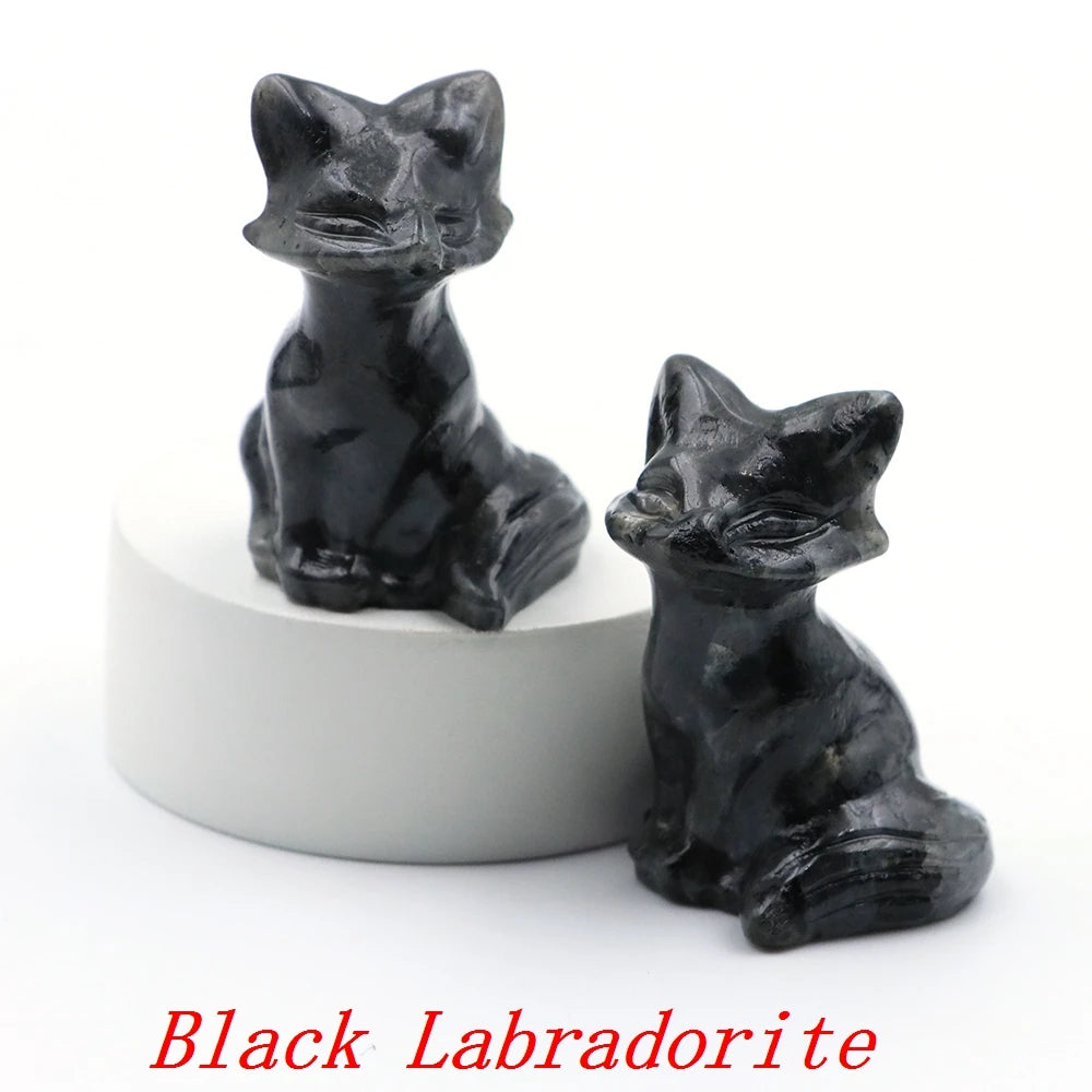 20x Hand-Carved Crystal Fox – 40 mm Figurine (Multi-Stone Collection)