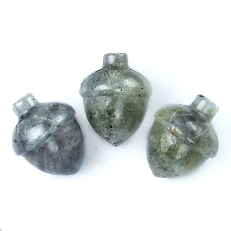 1x Pine Nut (Acorn) Crystal – 20×26 mm Carved Ornament (No Hole)
