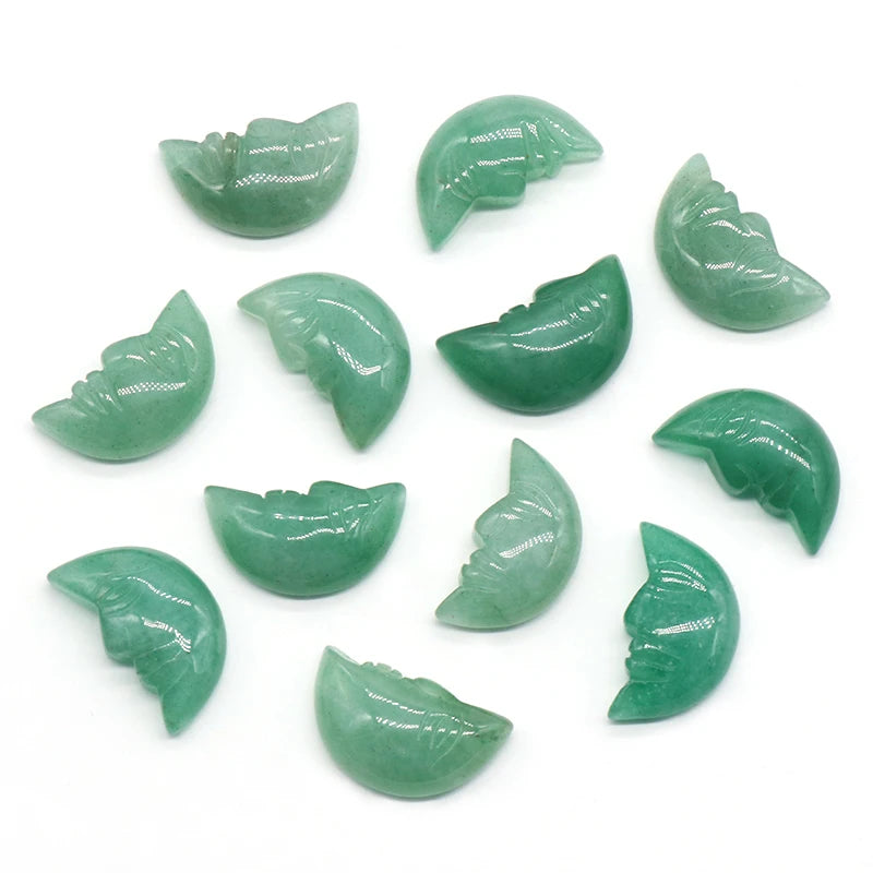 1x Hand-Carved Crystal Moon – 25×15×7 mm Mini Ornament (Multi-Stone Collection)
