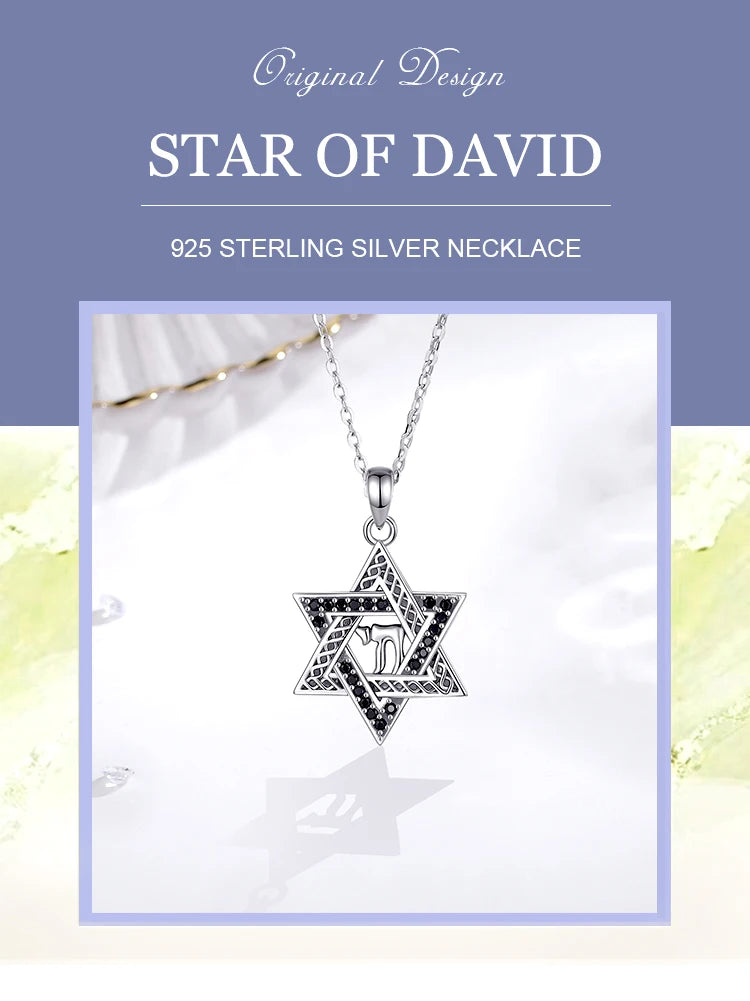 Pendentif Étoile de David en argent sterling 925 Eudora – Collier amulette hexagramme vintage YHWH | Bijou religieux, cadeau pour femmes et hommes 
