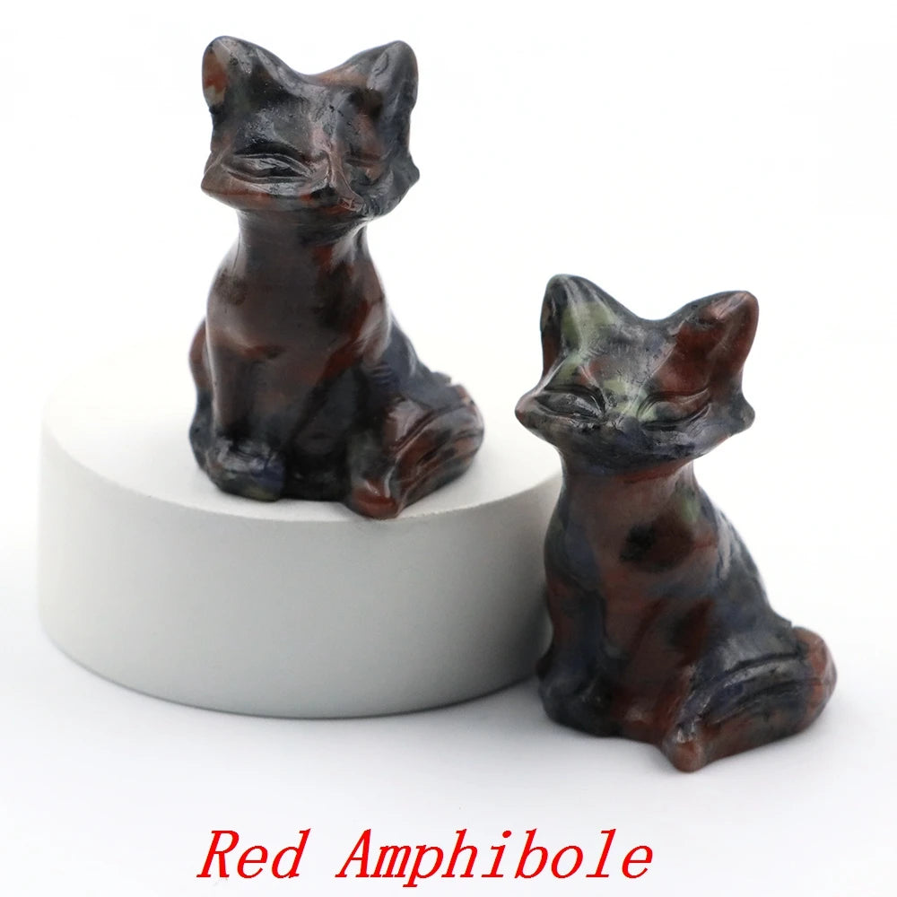 5x Hand-Carved Crystal Fox – 40 mm Figurine (Multi-Stone Collection)