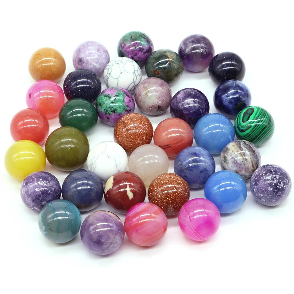 20x 16 mm Mini Crystal Sphere – Natural Stone Specimen Globe (Multi-Stone Collection)