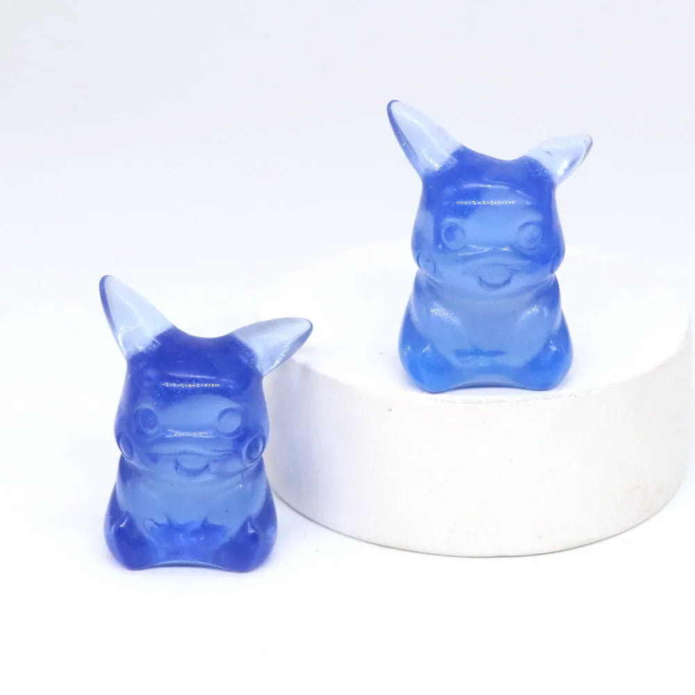 5x Hand-Carved Crystal “Pikachu” – 30 mm Mini Figurine (Multi-Stone Collection)