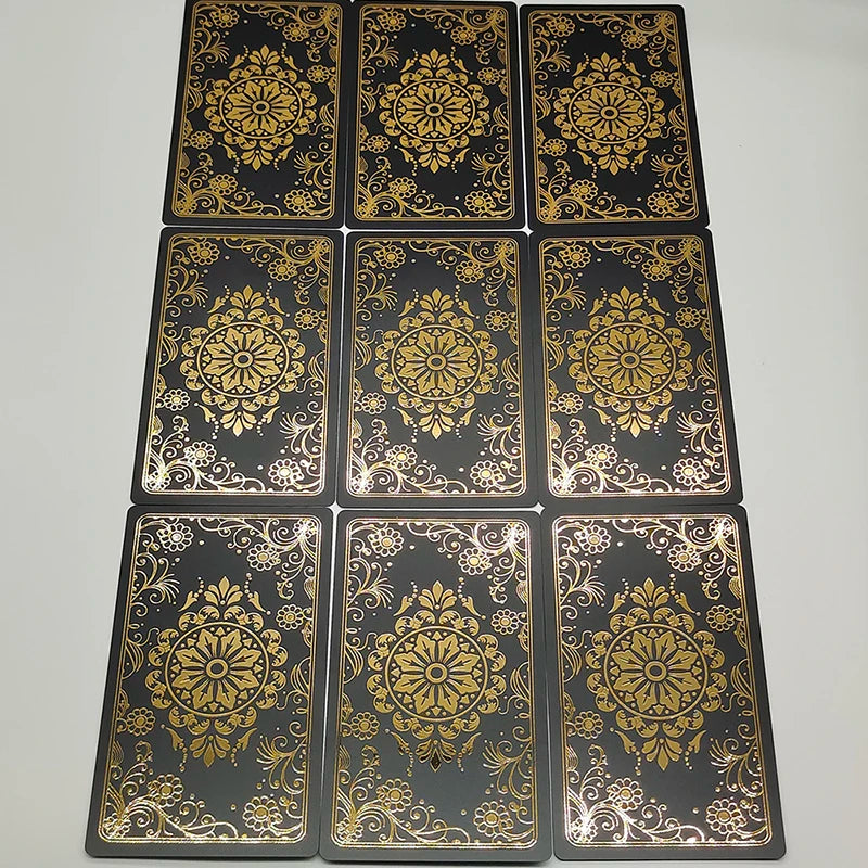 Black Gold Foil Tarot Cards – Plastic Rider Oracle Deck (New Version)