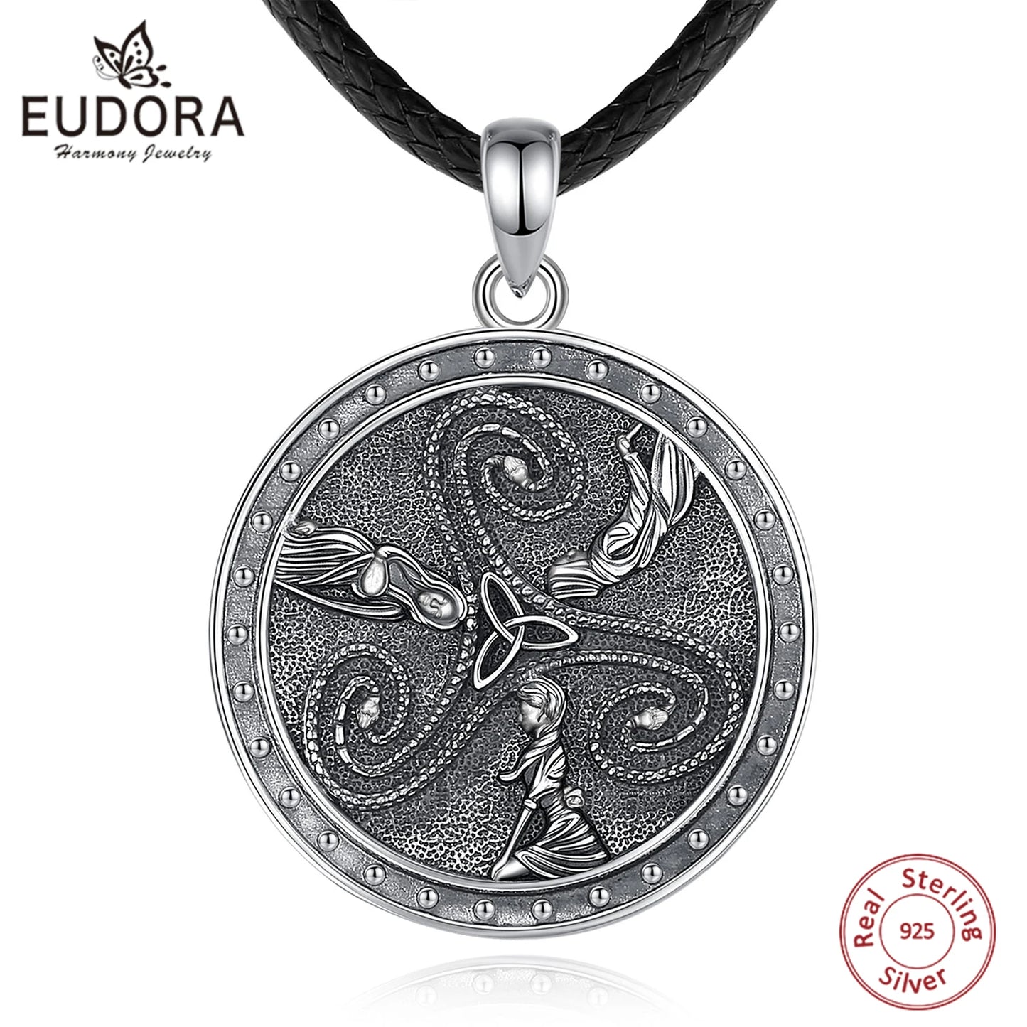 Collier Eudora en argent sterling 925 représentant la triple déesse Hécate – Pendentif amulette Triquetra à nœud celtique | Bijou païen Wicca, cadeau pour femme 