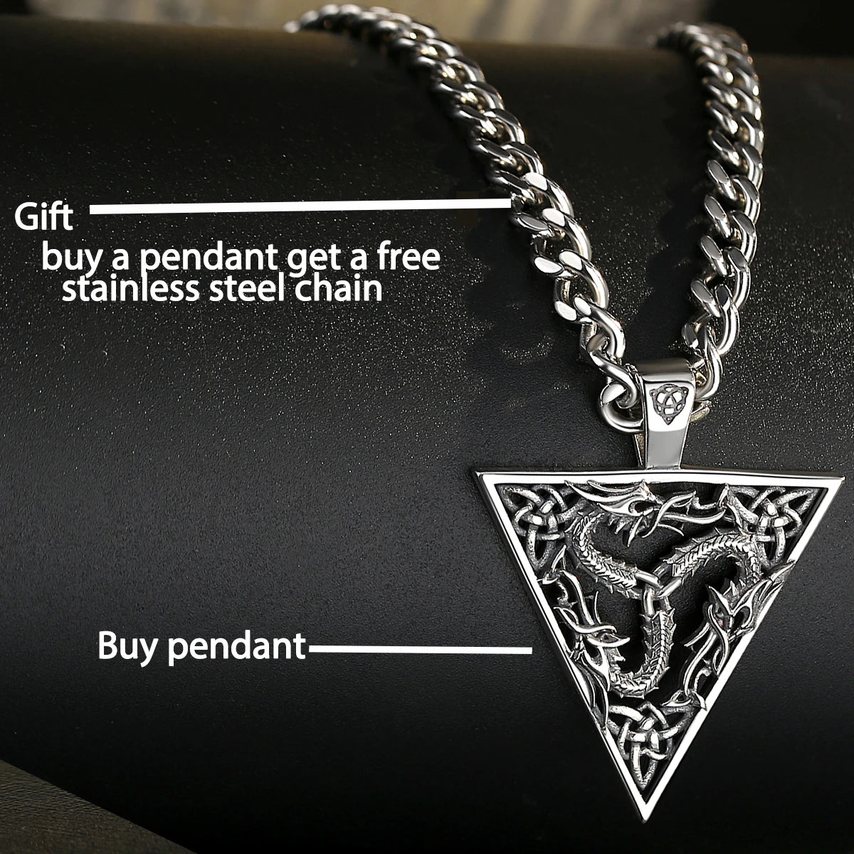 Collier Dragon en argent sterling 925 Eudora – Pendentif amulette Triquetra en spirale à nœud celtique | Bijou païen Wicca, cadeau pour femmes et hommes 