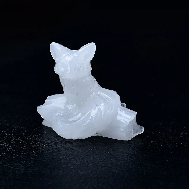 1x Nine‑Tailed Fox Crystal – 40 mm Carved Figurine (Multi‑Stone Collection)
