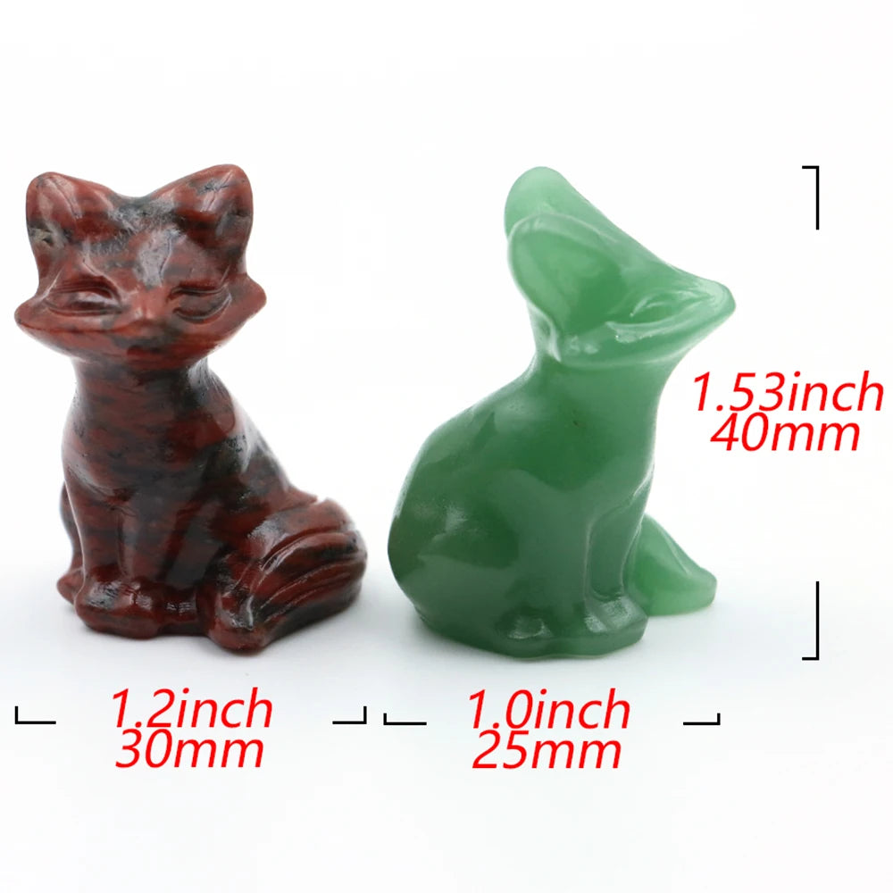 10x Hand-Carved Crystal Fox – 40 mm Figurine (Multi-Stone Collection)