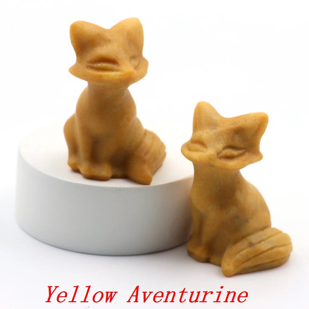 5x Hand-Carved Crystal Fox – 40 mm Figurine (Multi-Stone Collection)