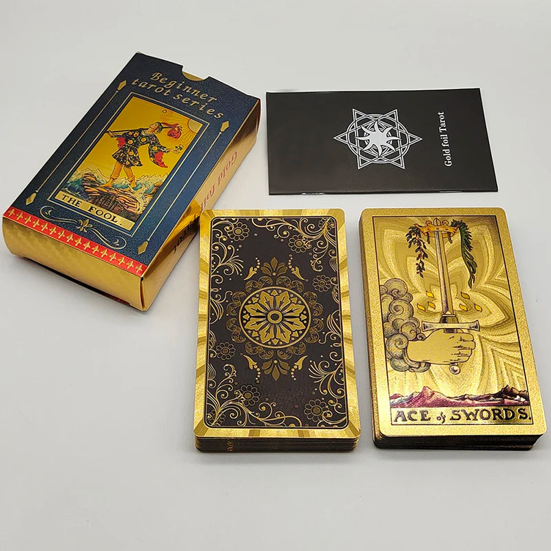 Black Gold Foil Tarot Cards – Plastic Rider Oracle Deck (New Version)