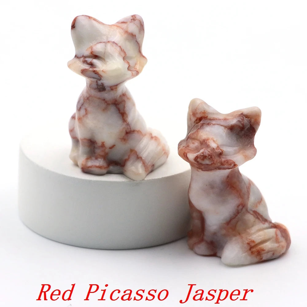 5x Hand-Carved Crystal Fox – 40 mm Figurine (Multi-Stone Collection)